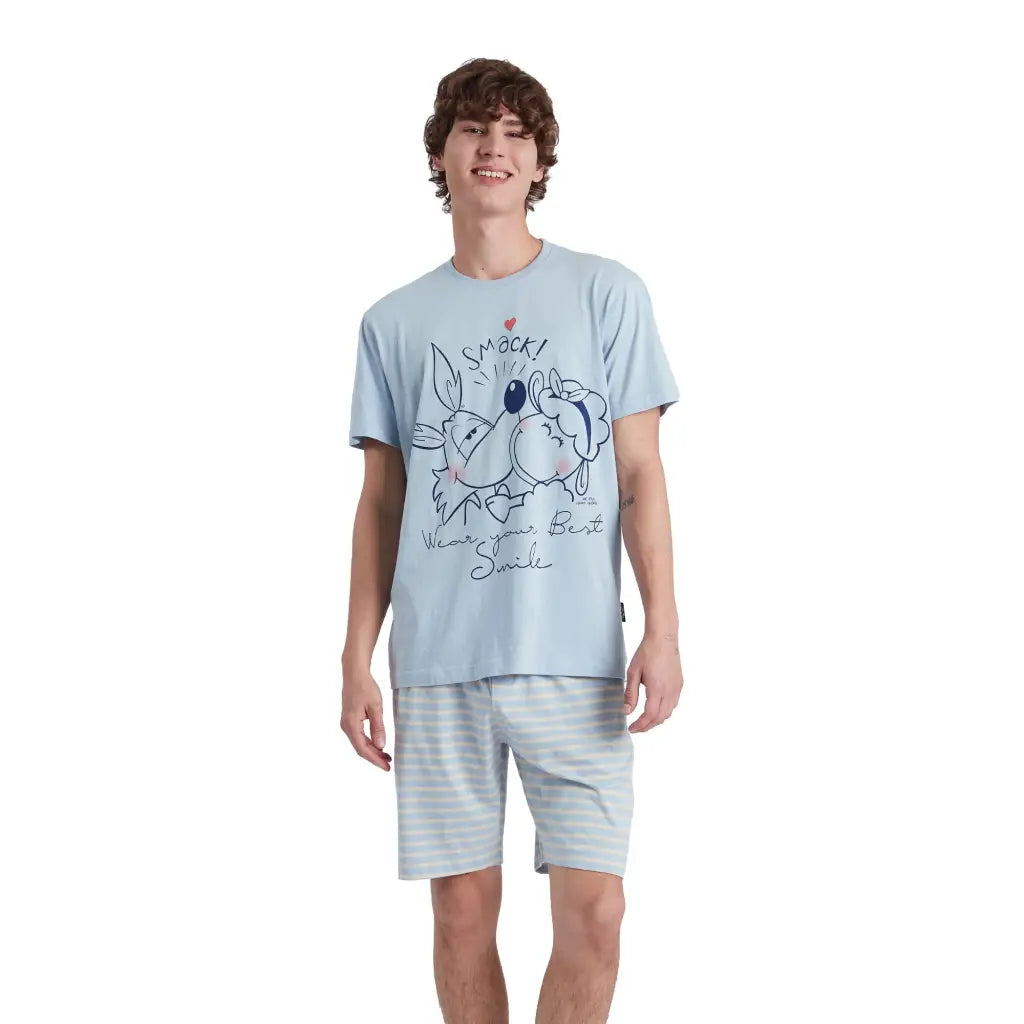 HAPPY PEOPLE | Pigiama uomo corto in cotone leggero Best