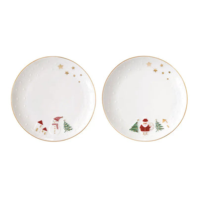 EASY LIFE | Set 2 piattini dessert in porcellana con decoro