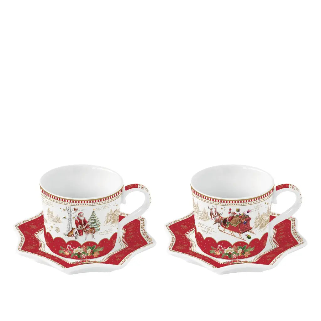 EASY LIFE | Set 2 tazzine caffè con piattino Christmas