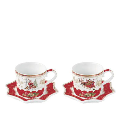 EASY LIFE | Set 2 tazzine caffè con piattino Christmas