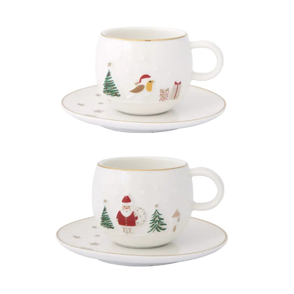 EASY LIFE | Set 2 tazzine con piattino in porcellana