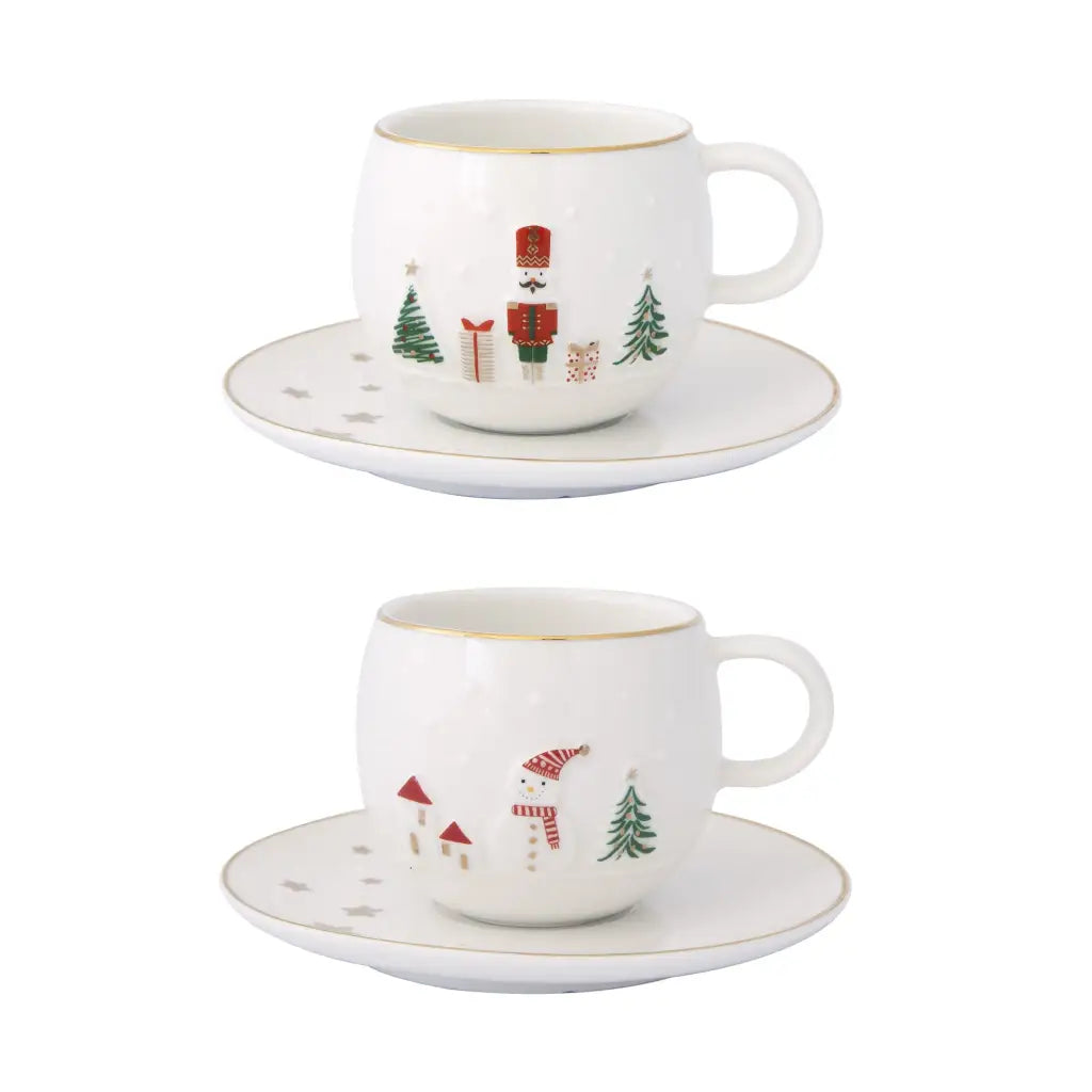 EASY LIFE | Set 2 tazzine con piattino in porcellana