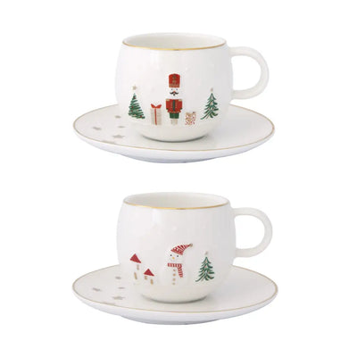 EASY LIFE | Set 2 tazzine con piattino in porcellana