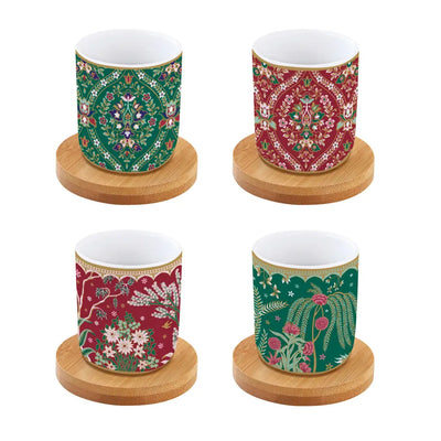 EASY LIFE | Set 4 bicchierini caffè con piattino in bambù