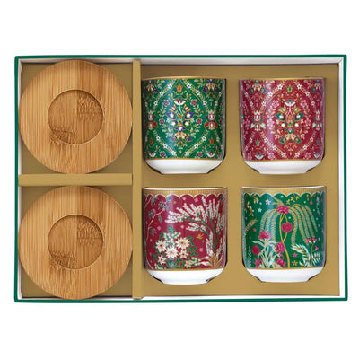 EASY LIFE | Set 4 bicchierini caffè con piattino in bambù