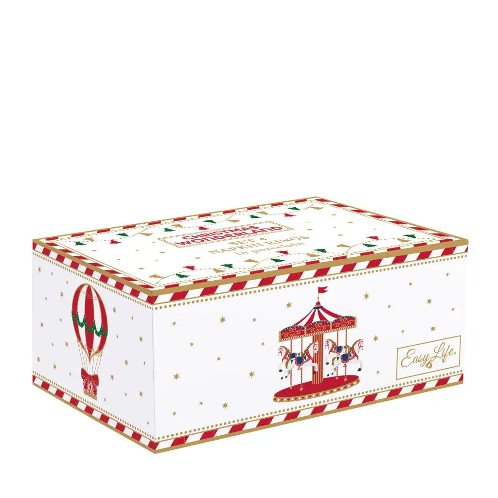 EASY LIFE | Set 4 portatovagliolo in porcellana Christmas