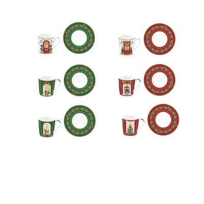 EASY LIFE | Set 6 tazzine da caffè con piattino Festive