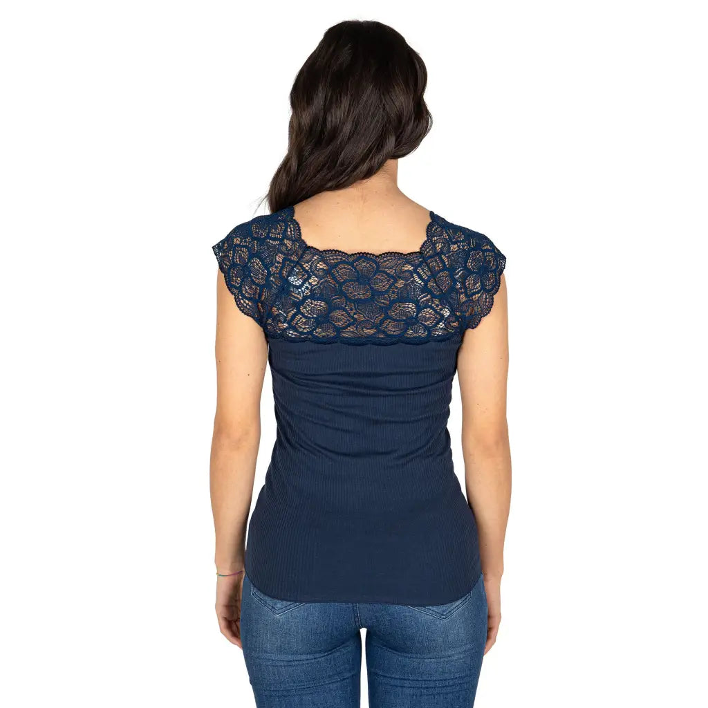 Maglietta da donna con bordo in pizzo Y2K a maniche corte con scollo a V profondo per uscire maglietta slim fit camicetta da allenamento fata, Nero Maglietta da donna con bordo in pizzo Y2K a maniche corte con scollo a V profondo per uscire maglietta slim fit camicetta da allenamento fata, Nero