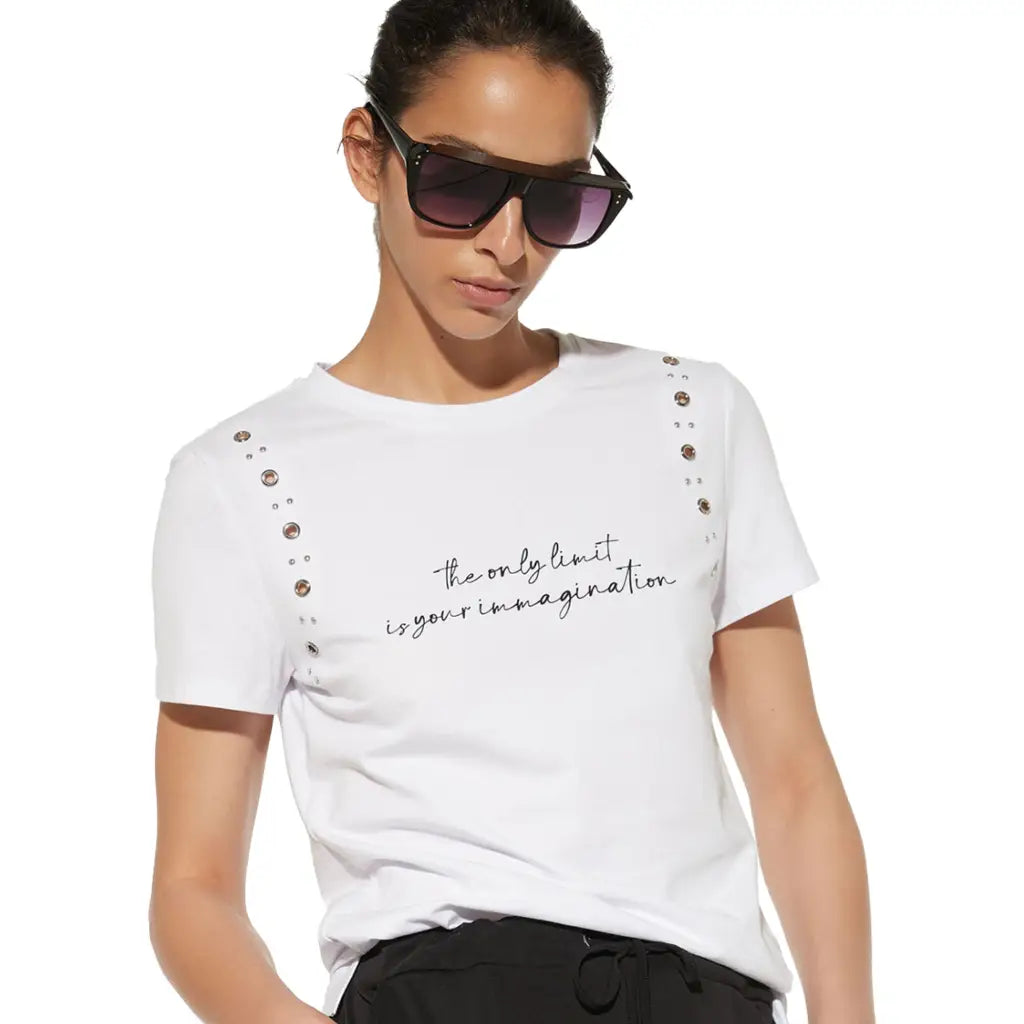 VERDISSIMA | T-shirt donna a mezza manica a paricollo