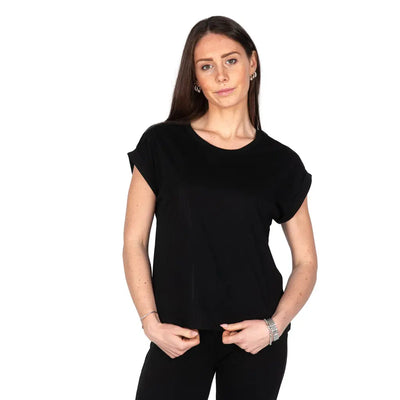 GRABS | T-shirt donna a paricollo con manica kimono in puro