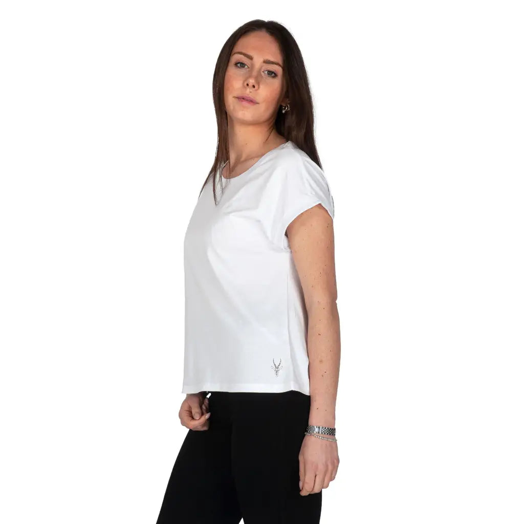 GRABS | T-shirt donna a paricollo con manica kimono in puro