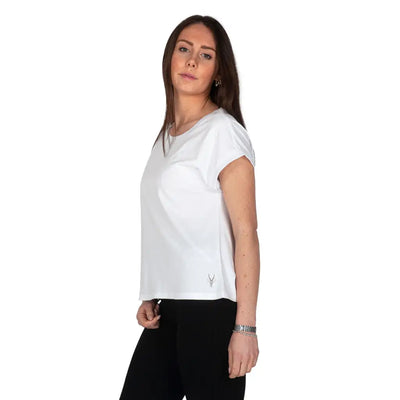 GRABS | T-shirt donna a paricollo con manica kimono in puro