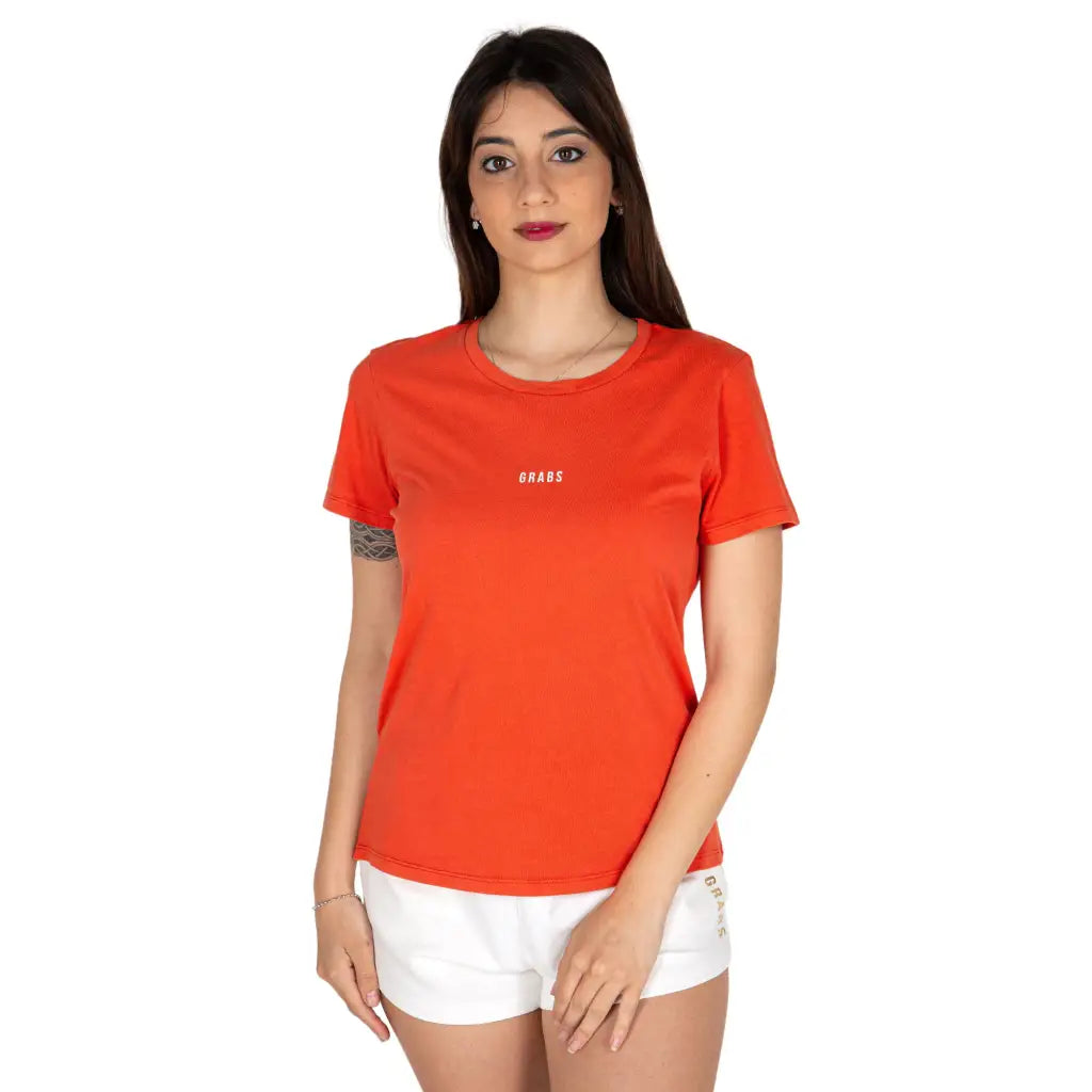 GRABS | T-shirt donna paricollo a mezza manica in cotone