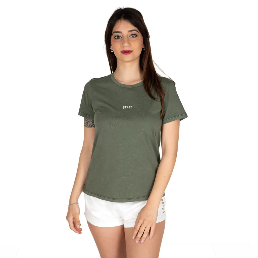 GRABS | T-shirt donna paricollo a mezza manica in cotone