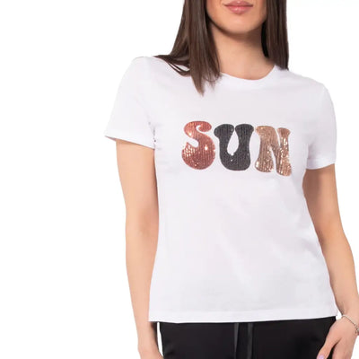 VERDISSIMA | T-shirt donna paricollo a mezza manica in puro