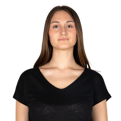 GRABS | T-Shirt scollo a V a mezza manica in puro lino