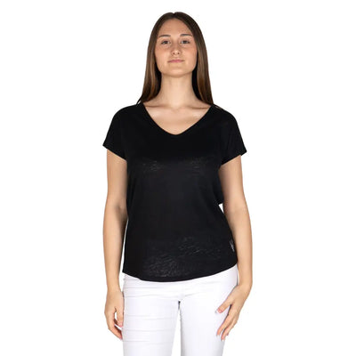 GRABS | T-Shirt scollo a V a mezza manica in puro lino