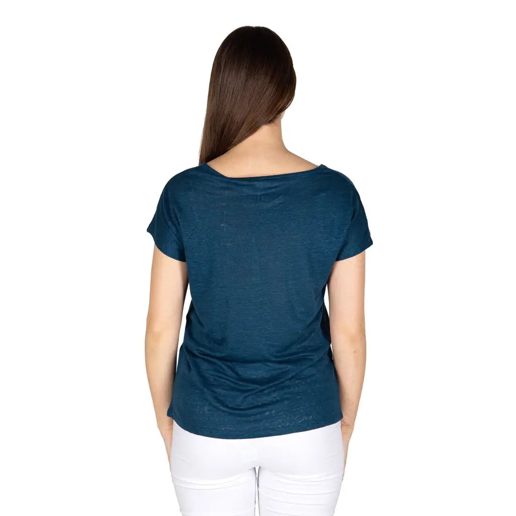 GRABS | T-Shirt scollo a V a mezza manica in puro lino