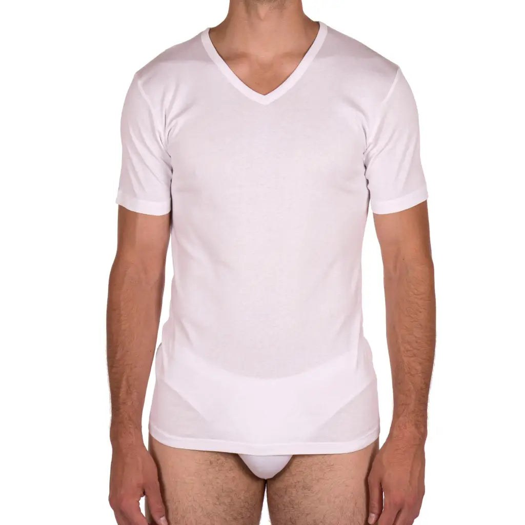 RAGNO | T-Shirt uomo a mezza manica con scollo a V in cotone