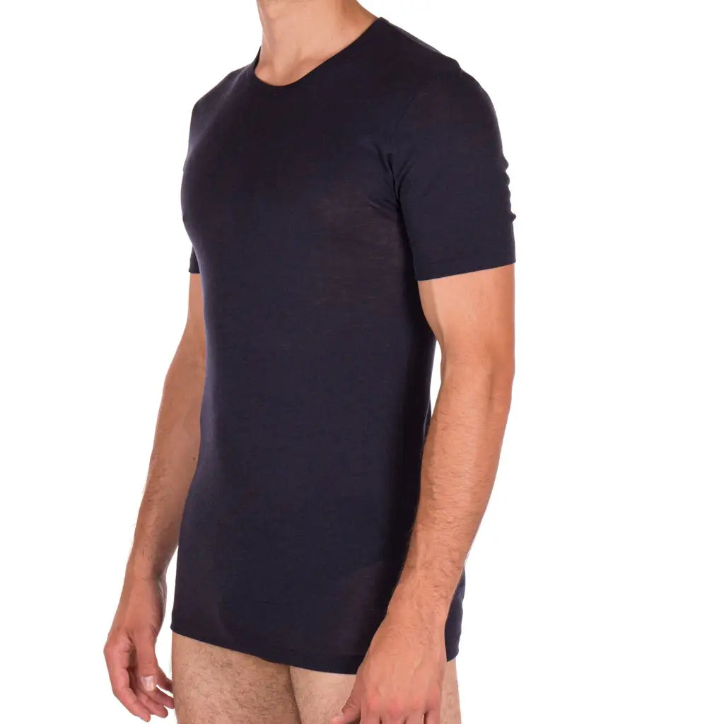 RAGNO | T-Shirt uomo a mezza manica paricollo in pura lana