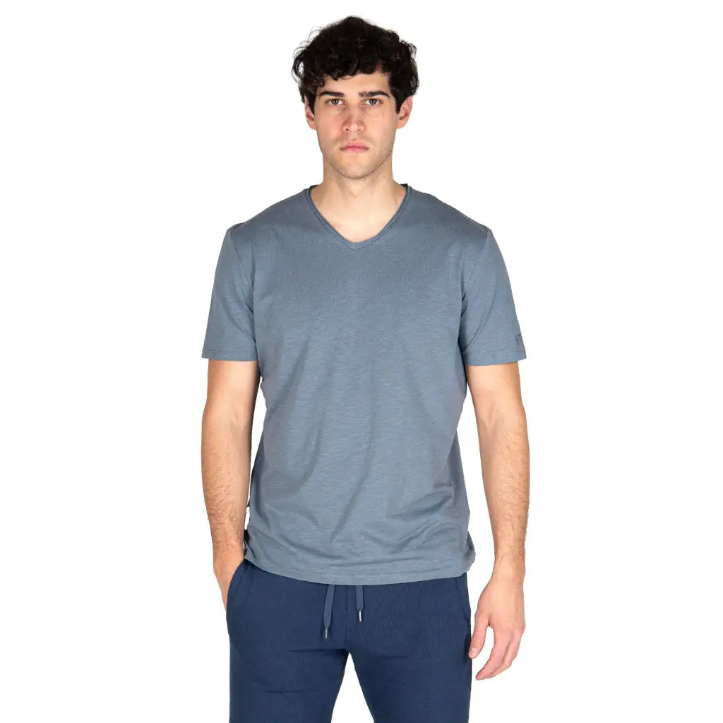 Grabs t shirt uomo a mezza manica paricollo a taglio vivo in cotone biologico fiammato grabs Mariotti Lab Digital Store