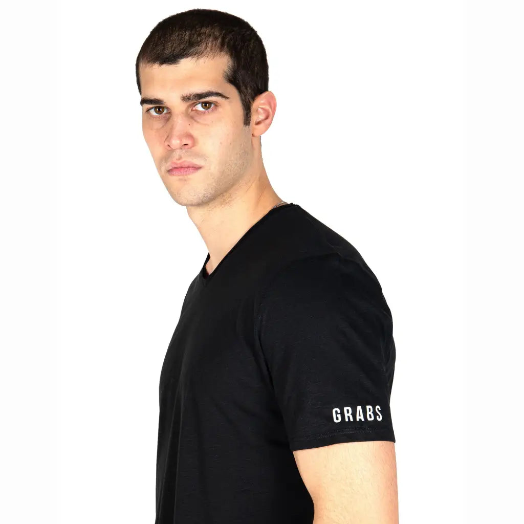 GRABS | T-shirt uomo a mezza manica paricollo a taglio vivo