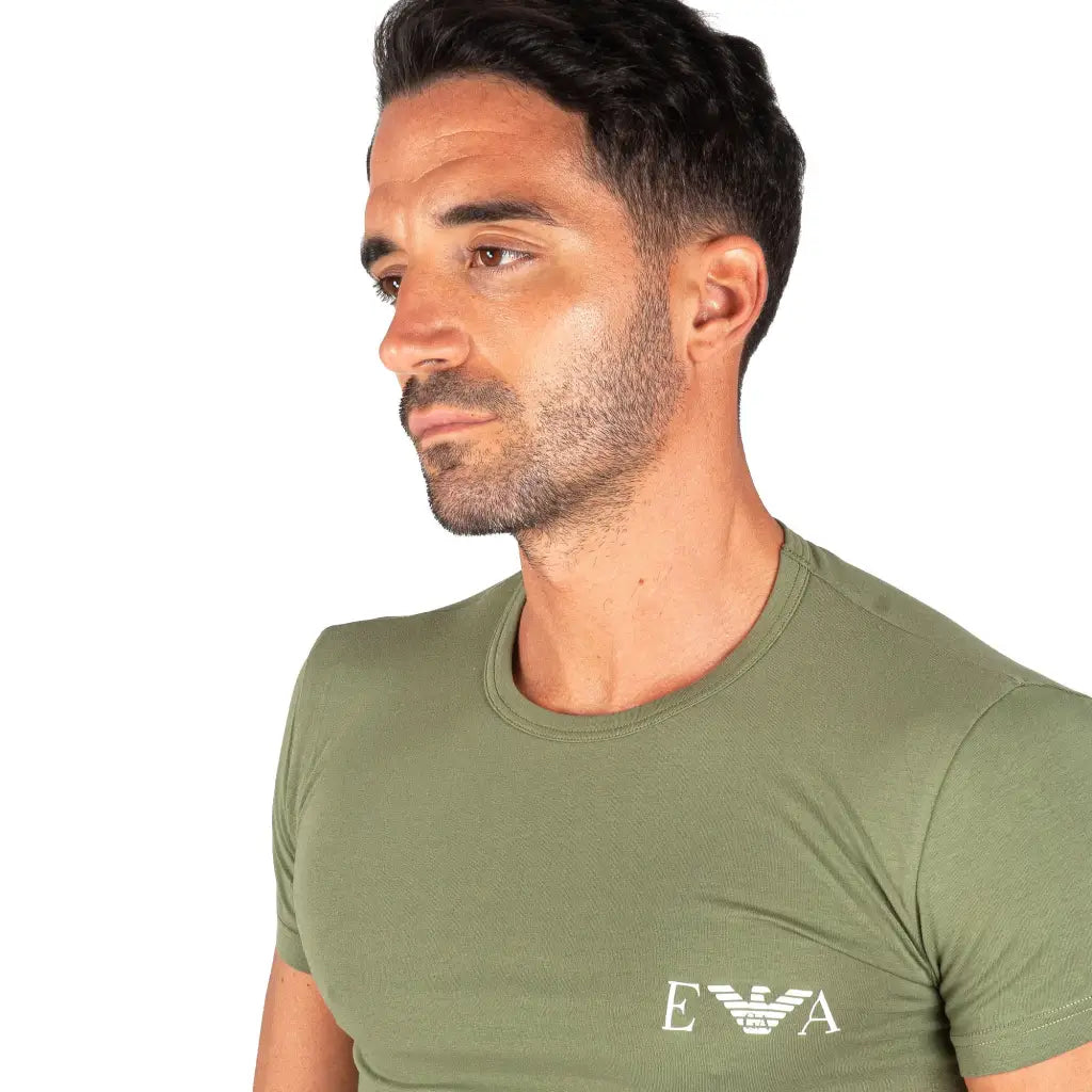 T-SHIRT UOMO A PARICOLLO A MEZZA MANICA IN COTONE ELASTICIZZATO EMPORIO  ARMANI