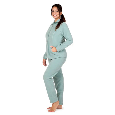 B&B | Tuta donna con zip a manica lunga in Pile tinta unita