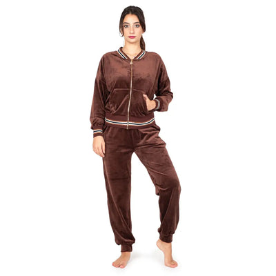 BISBIGLI | Tuta donna con zip in ciniglia con polsini |