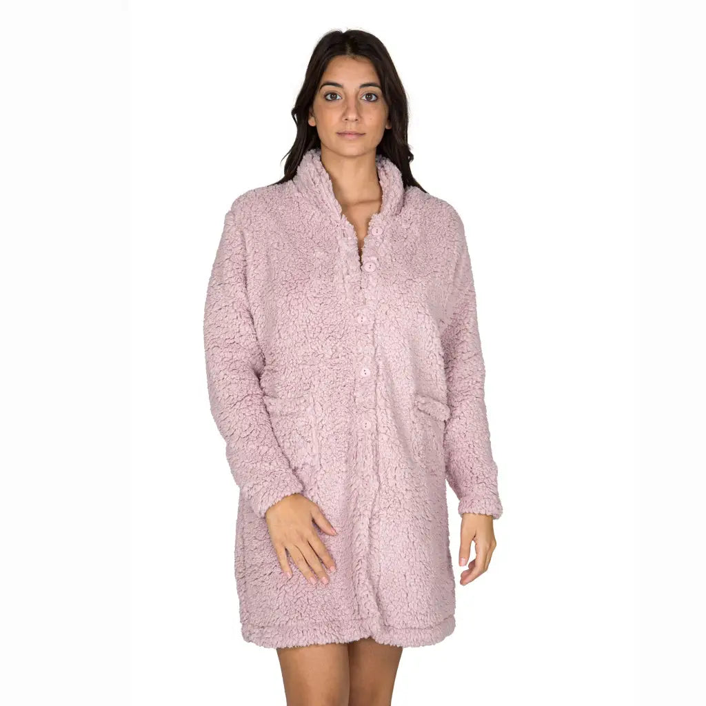 RAGNO | Vestaglia donna abbottonata in tessuto orsetto | 42