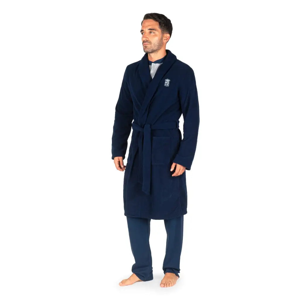 Marina militare vestaglia uomo sciallata con cintura in tinta