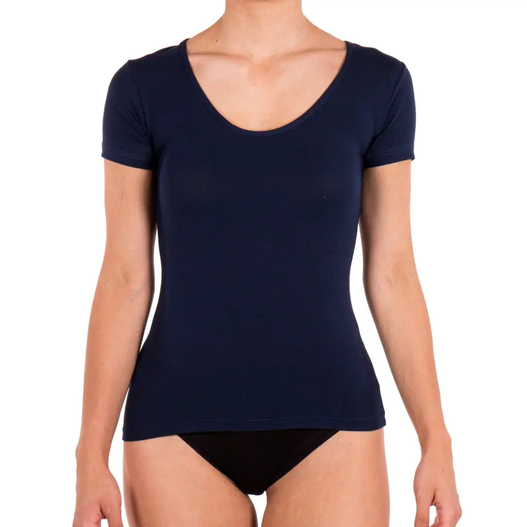 Mariotti lab maglia t shirt sottogiacca donna a paricollo a mezza manica in modal mariotti lab Mariotti Lab Digital Store