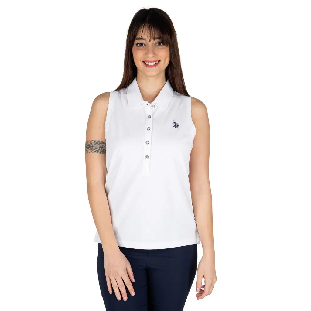 U.S. POLO ASSN. | Polo smanicata donna in cotone piquè