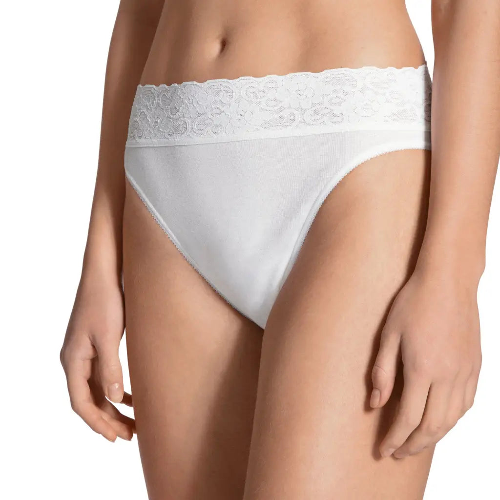 CALIDA | Slip in puro cotone con balza in pizzo elastico
