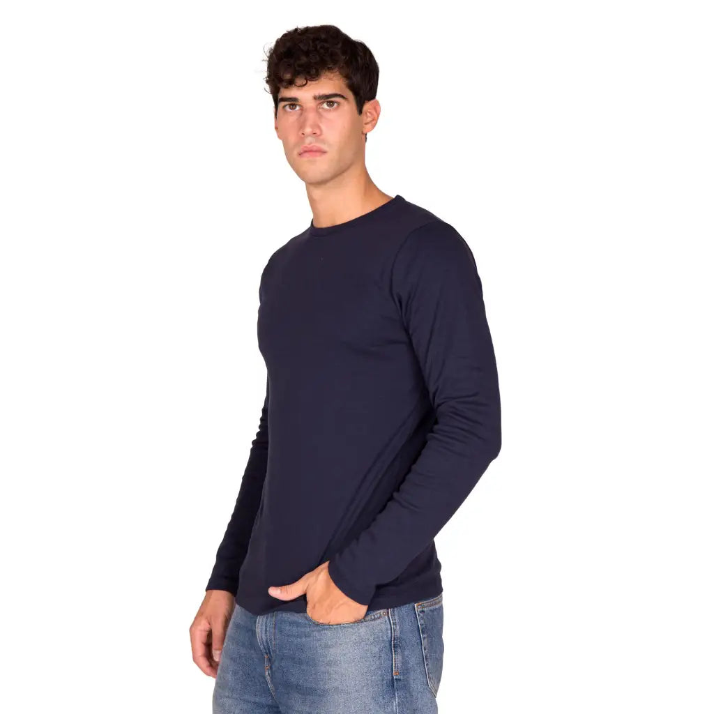 RAGNO | T-shirt uomo a paricollo a manica lunga in caldo